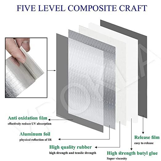 Leakage Repair Waterproof Tape for Pipe Roof Water Leakage Solution Aluminum Foil Adhesive Tape Sealing Butyl Rubber Tape for Surface Crack, Pipe Rupture (5cmx5m) shopbyte-in