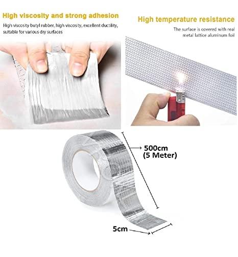 Leakage Repair Waterproof Tape for Pipe Roof Water Leakage Solution Aluminum Foil Adhesive Tape Sealing Butyl Rubber Tape for Surface Crack, Pipe Rupture (5cmx5m) shopbyte-in