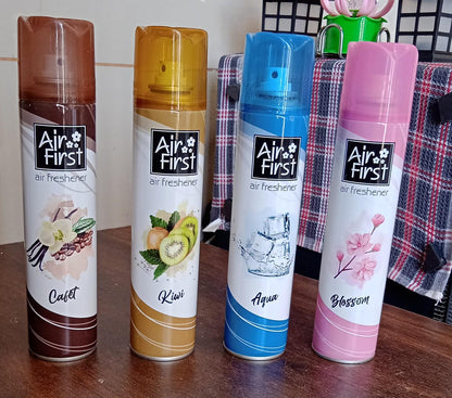 Air Freshener  | Used In Office, Home, Hotels, Banquets, Carpet Etc, Room Spray Air Freshener, Mix Fragrance Lemon, Kiwi, Blossom, Aqua, Cafet (300 Ml Approx / 1 Pc) Your Brand