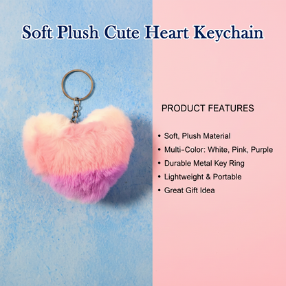 Soft Plush Cute Heart Keychain - 1 Pc