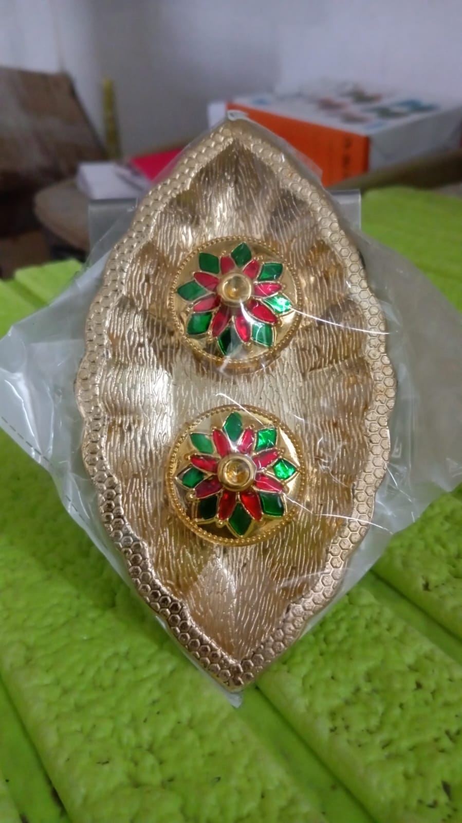 Leaf Shape Special Puja Thali (1 Pc / Mix Design) Your Brand