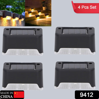 Solar Decorative Lights, Waterproof Durable Garden Atmosphere Lights Stair Lights Railing Lights Step Steps Lights for Outdoor Patio Courtyard Stair Step Fence Patio Stairs,Yard, Garden Pathway ( 4 Pc Set) Your Brand