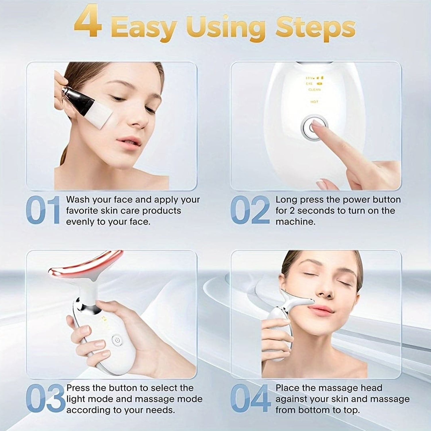 Electric Face Massager Wrinkle Remover Led Photon Face Beauty Device (1 Pc) Wukusy
