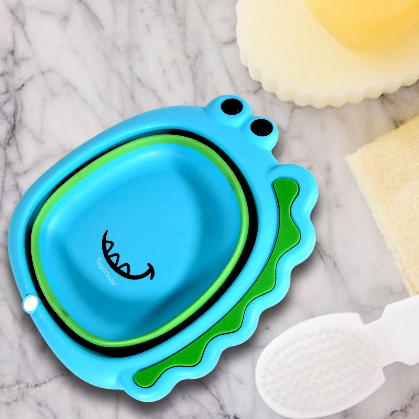 Frog Shape Wash Basin, Space Saving Multi Function Foldable Baby Wash basin Easy Clean Lightweight Thicken for Washing Face for Home (33×31Cm / 1 pc) Your Brand