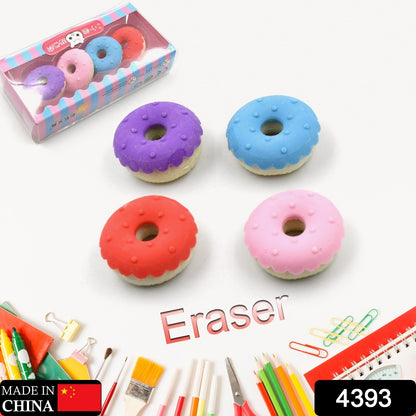 Donut Eraser for Girls & Boys / Eraser for School B'Day Return Gift Party Doughnut Lollipop Ice Cream Theme Shape Erasers Pencils Set for Kids Educational Stationary kit, School Supplies (1 Set 4 Pc) Your Brand