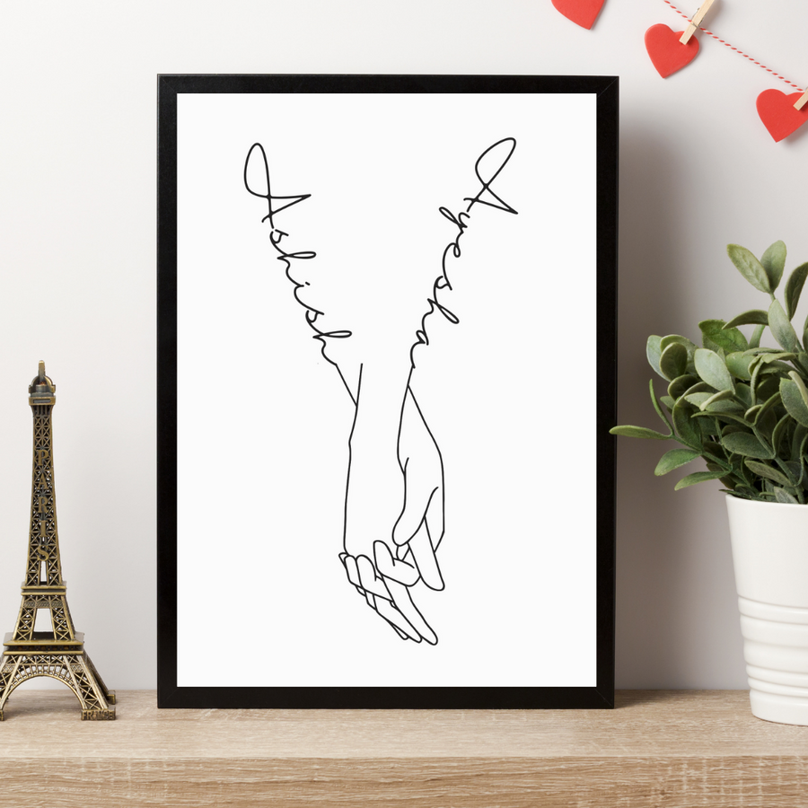 Personalized Couple Framed Print - with couple names shopbyte