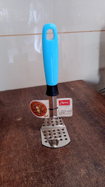 Apex L-Handle Stainless Steel Potato Masher Ergonomic Grip (1 Pc)