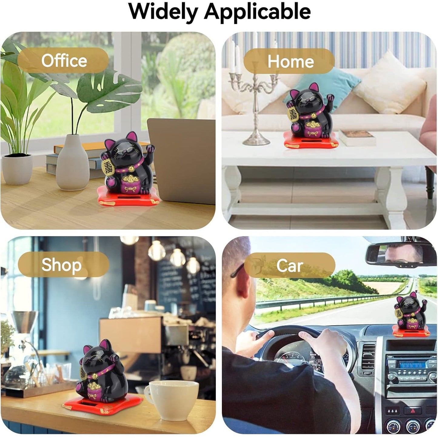 Solar Powered Happy Cat Beautiful With Arm Waves Wealth Cat (1 Pc  Mix Color) Wukusy
