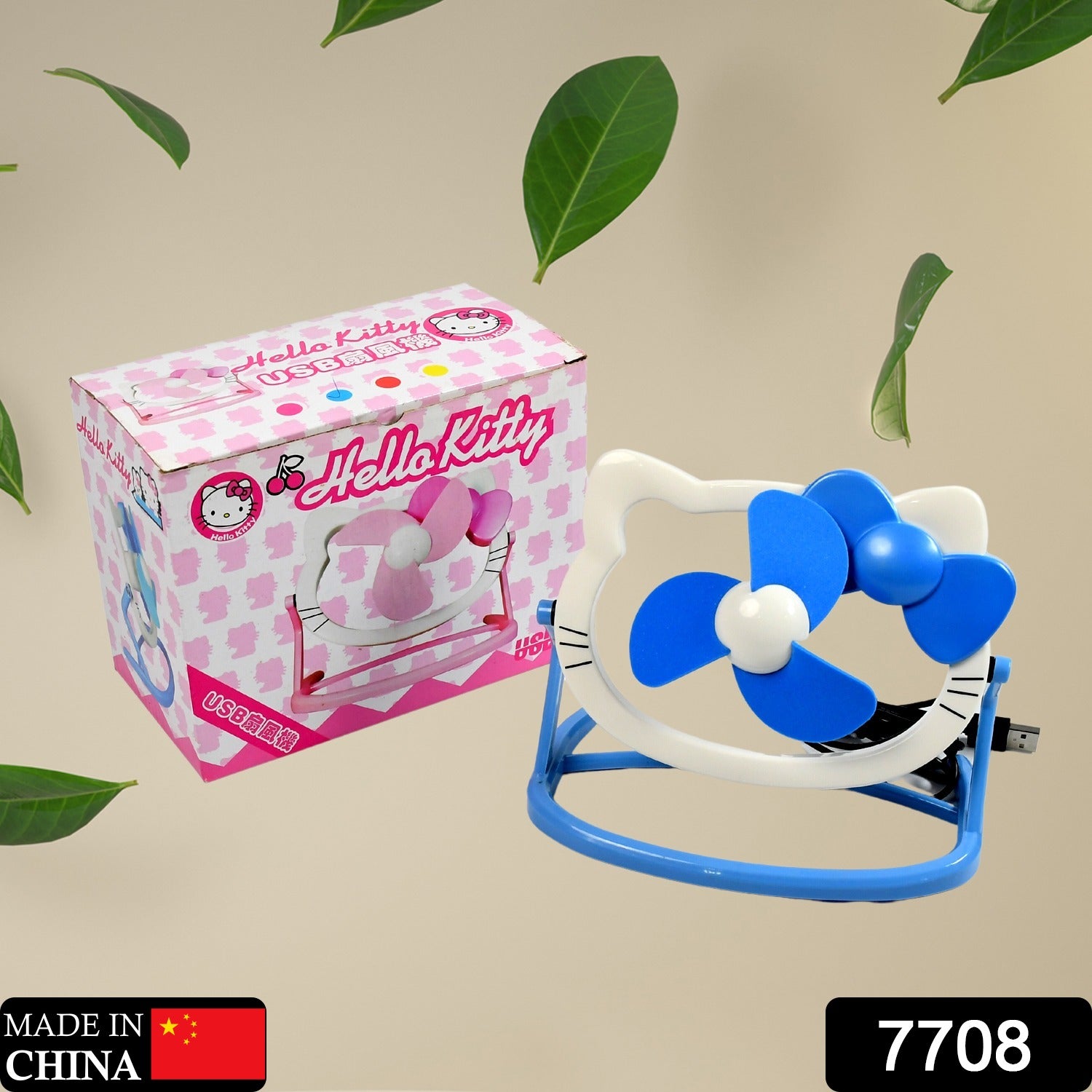 HELLO KITTY CARTOON FAN CUTE BRIGHT COLOR DESKTOP OFFICE USB MINI FAN PERSONAL DESKTOP FAN (Battery Not Include) Your Brand