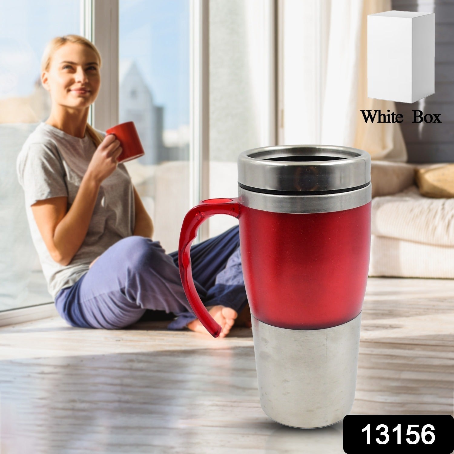 High Quality Stainless Steel Vacuum Glass Insulated Glass Coffee Cups Double Walled Travel Mug, Car Coffee Mug (With Lid & Handle / 1 Pc) Your Brand