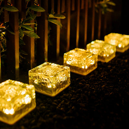 8557solar Ice Cube Shaped Garden Light Ice Cube Shaped Garden Warm Light Outdoor Solar Garden Decorative Lights For Walkway Pathway Backyard Christmas Decoration Parties Wukusy