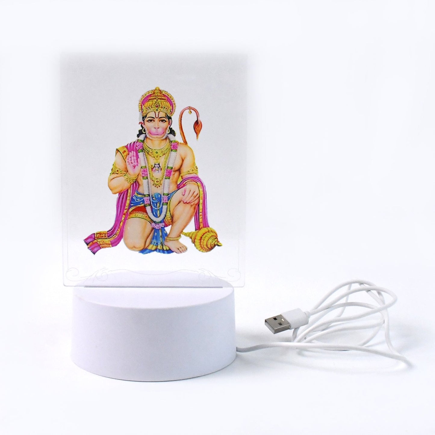 Beautiful 3d Lord Hanuman Frame With Soft White Light (1 Pc) Wukusy