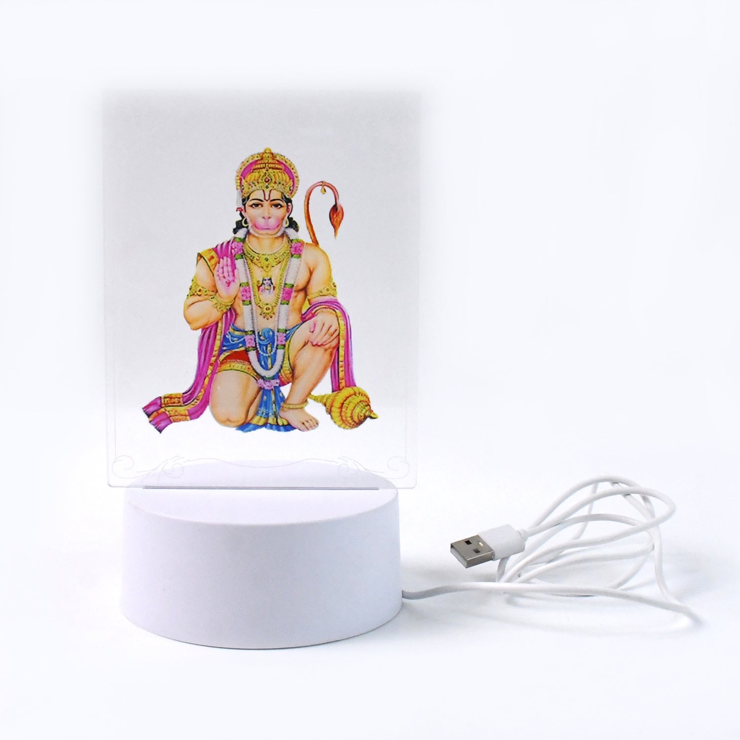 Beautiful 3d Lord Hanuman Frame With Soft White Light (1 Pc) Wukusy