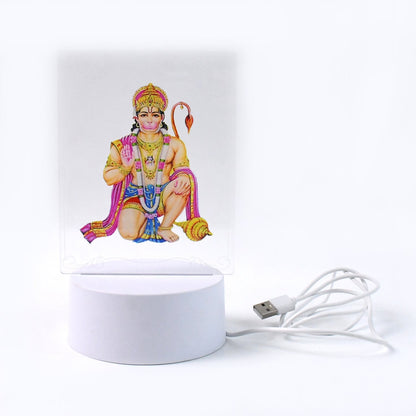 Beautiful 3d Lord Hanuman Frame With Soft White Light (1 Pc) Wukusy