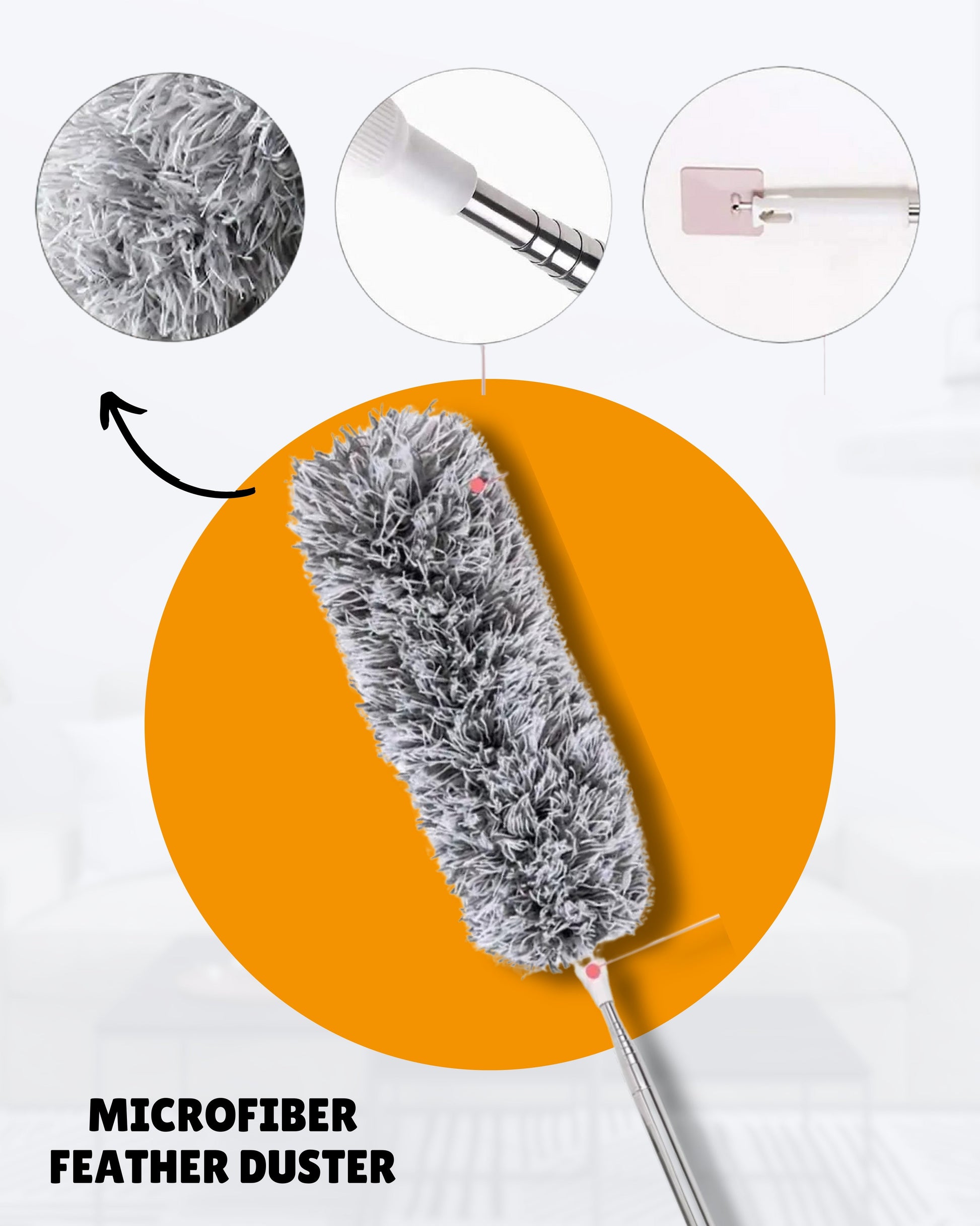 EXTENDABLE CLEANING DUSTER WITH 2 FREE GIFTS (Duster + 10 Dish washing net + Brush) SHOPBYTE