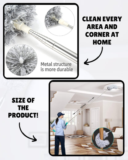 EXTENDABLE CLEANING DUSTER WITH 2 FREE GIFTS (Duster + 10 Dish washing net + Brush) SHOPBYTE