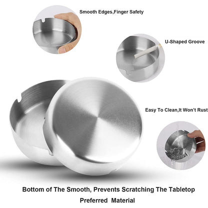 Round Tabletop Cigarette Ashtray with Multiple Rest Slots (1 Pc)