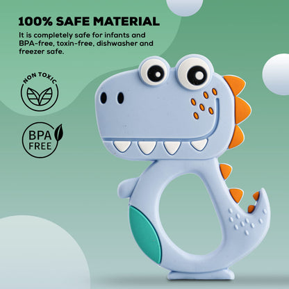 Silicone Dinosaur Teether For Baby (1 Pc  Mix Design  Color) Wukusy