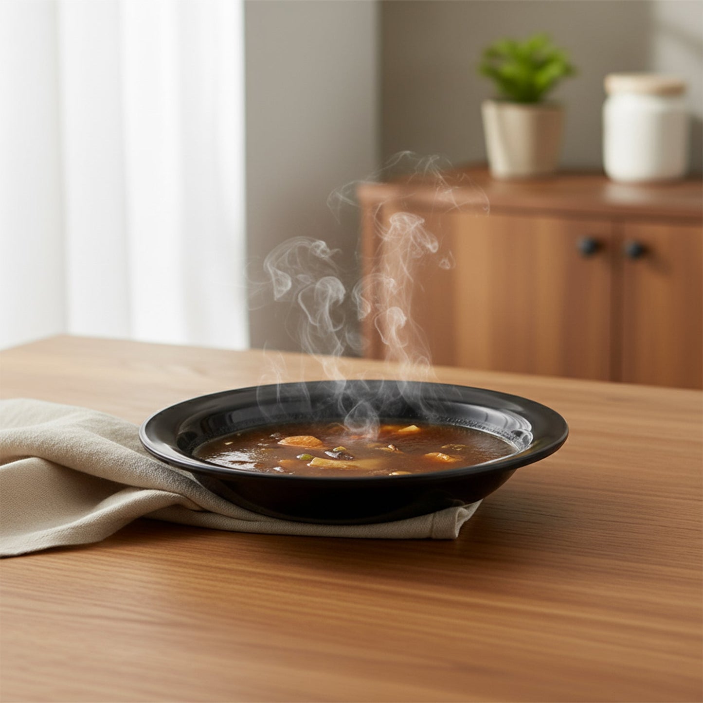 Premium Deep Black Curry Soup Serving Bowl (1 Pc)
