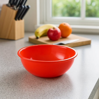 Plastic 6 Inch Red Round Deep Serving Bowl (1 Pc)