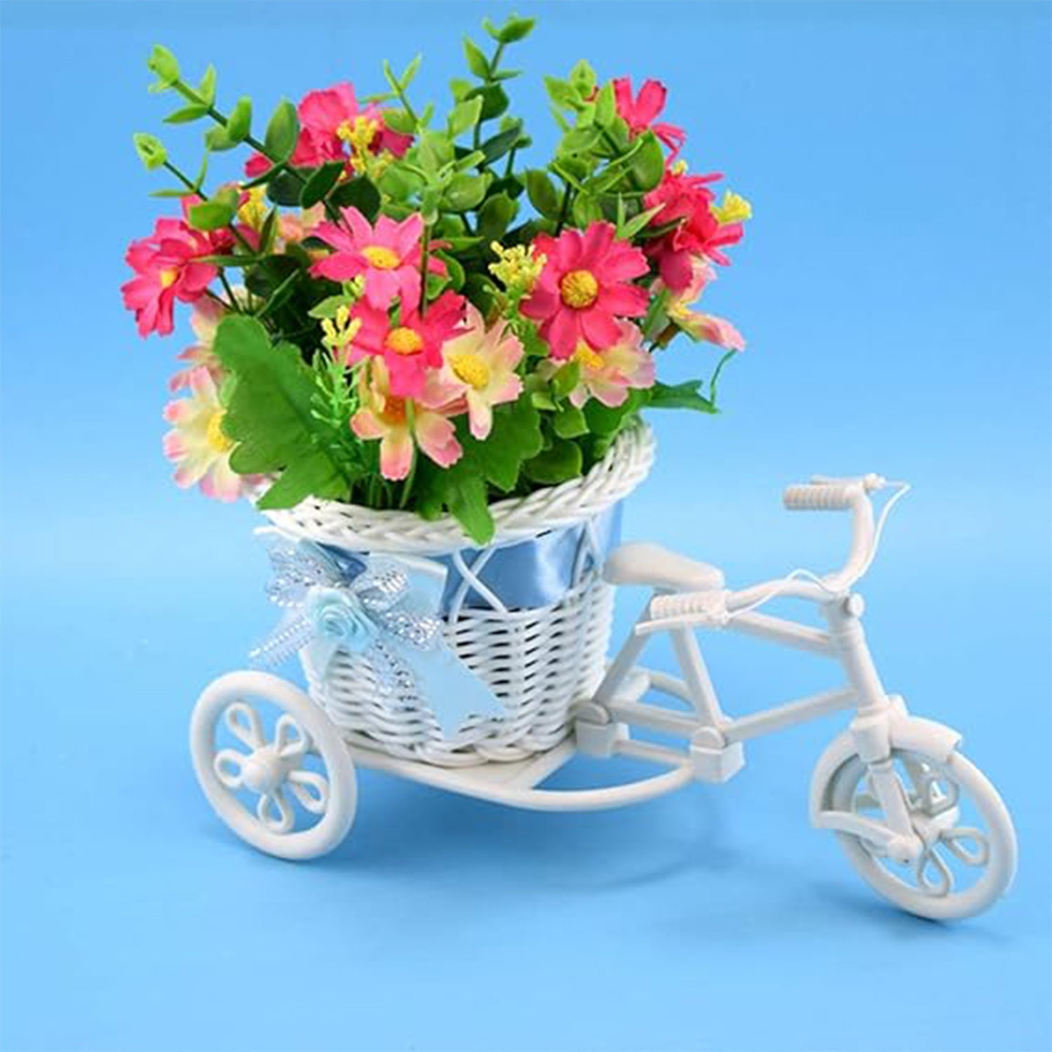 Plastic Cycle Flower Vases For Home Decor Bicycle Flower Pot Stand Wukusy