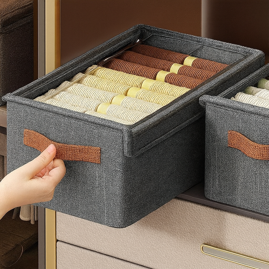 Multi-functional Folding Wardrobe Organizer With Lid and Fabric Handle