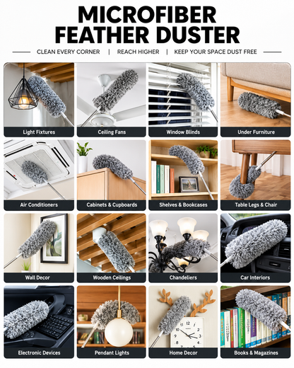 EXTENDABLE CLEANING DUSTER WITH 2 FREE GIFTS (Duster + 10 Dish washing net + Brush) SHOPBYTE