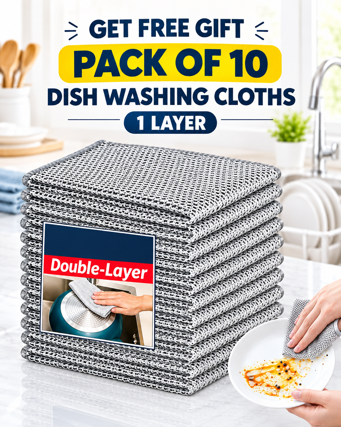 EXTENDABLE CLEANING DUSTER WITH 2 FREE GIFTS (Duster + 10 Dish washing net + Brush) SHOPBYTE