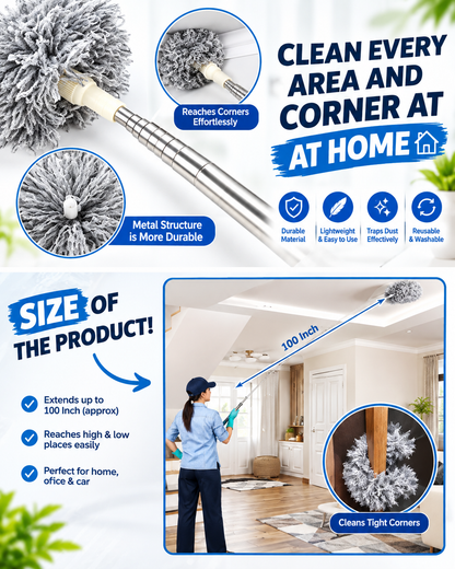 Extendable Cleaning Duster With 2 Free Gifts (Duster + 10 Dish Washing Net + Brush) SHOPBYTE