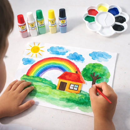 Kids Water Colour Painting Set with Brush & Mixing Palette (1 Set)