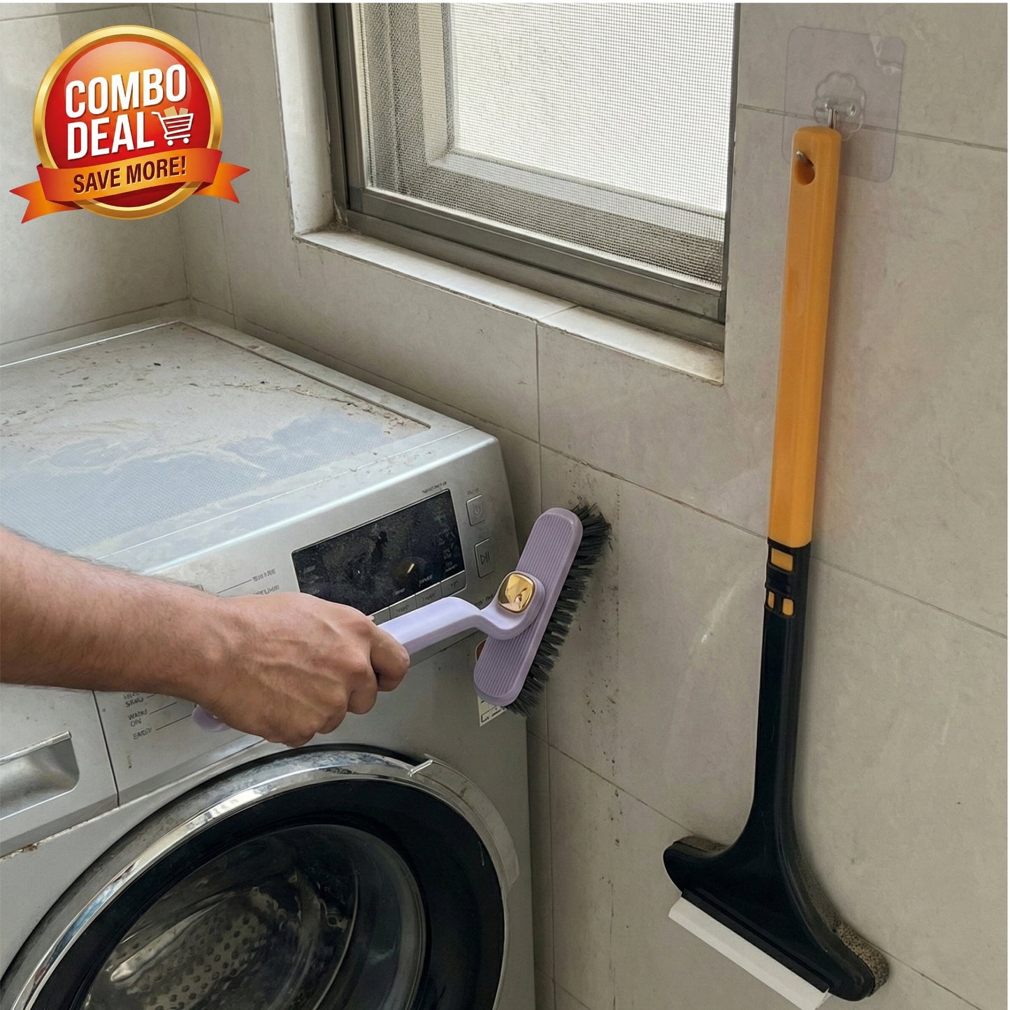 Window Mesh Cleaner Brush + Crevice Cleaning Brush Combo