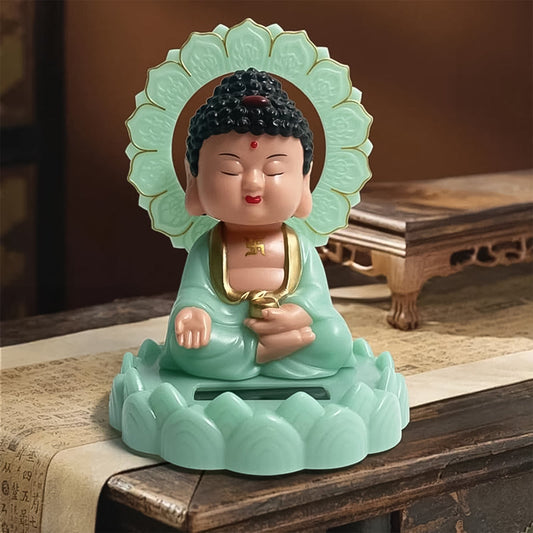Plastic Solar Powered Moving Head Sitting Action Buddha Statue (1 Pc) Wukusy