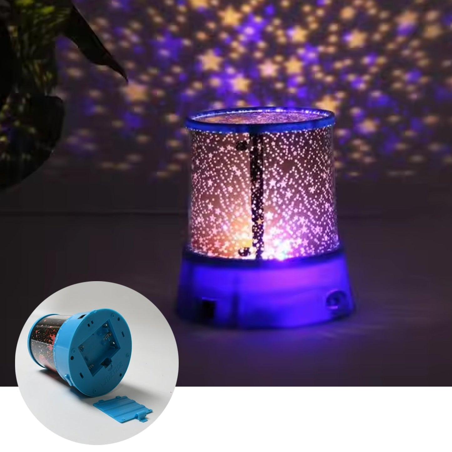 LED Projector Night Light Amazing Lamp, 3 Battery operated lamps, Rotation With the music Function, Master for Kids Bedroom Home Decoration Night Romantic Gift (Battery Not Included / 1 pc) Your Brand