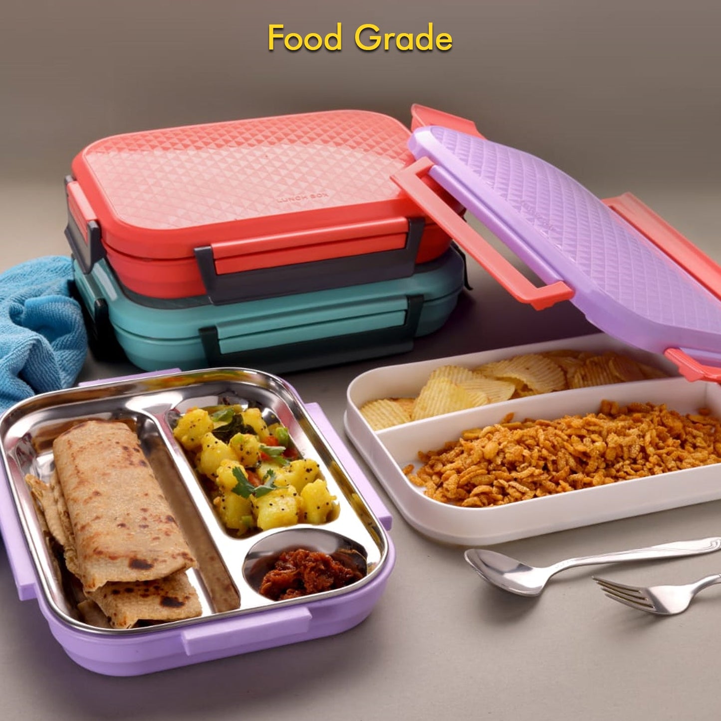 5365 Lunch Box Plastic With Steel Plate Small Lunch Box High Quality Box For Kids School Customized Plastic Lunch Box For Girls  Boy Wukusy