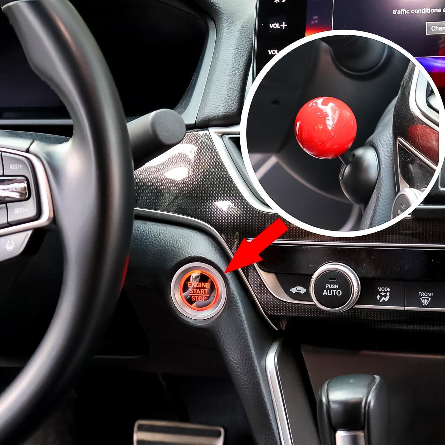 Car Push Start Button Rocker  Cover Ball Design (1 Pc) Wukusy