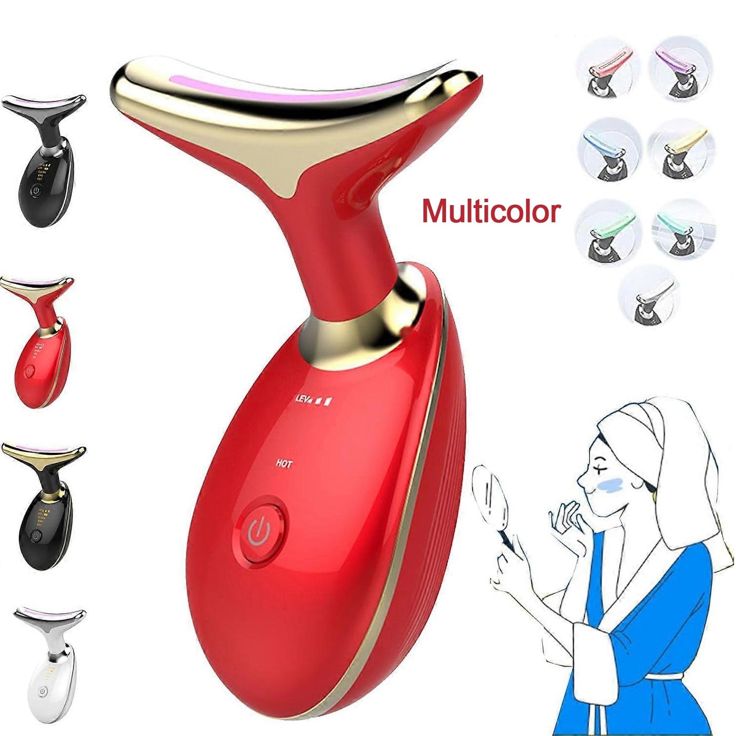 Electric Face Massager Wrinkle Remover Led Photon Face Beauty Device (1 Pc) Wukusy