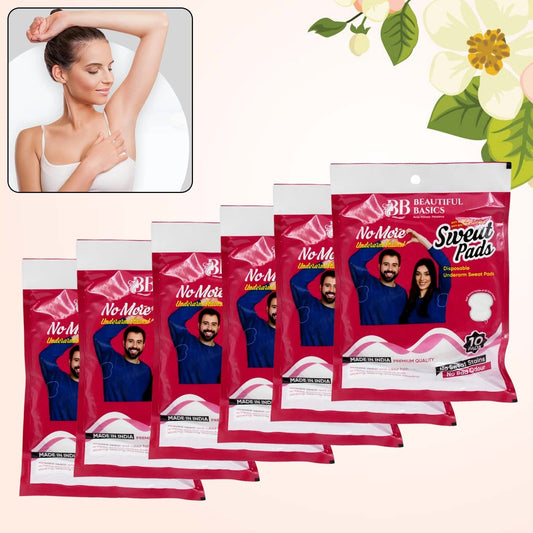 Beautiful Basics Underarms Sweat Pads Disposable (Pkts 6x 60 Pcs Set) Wukusy