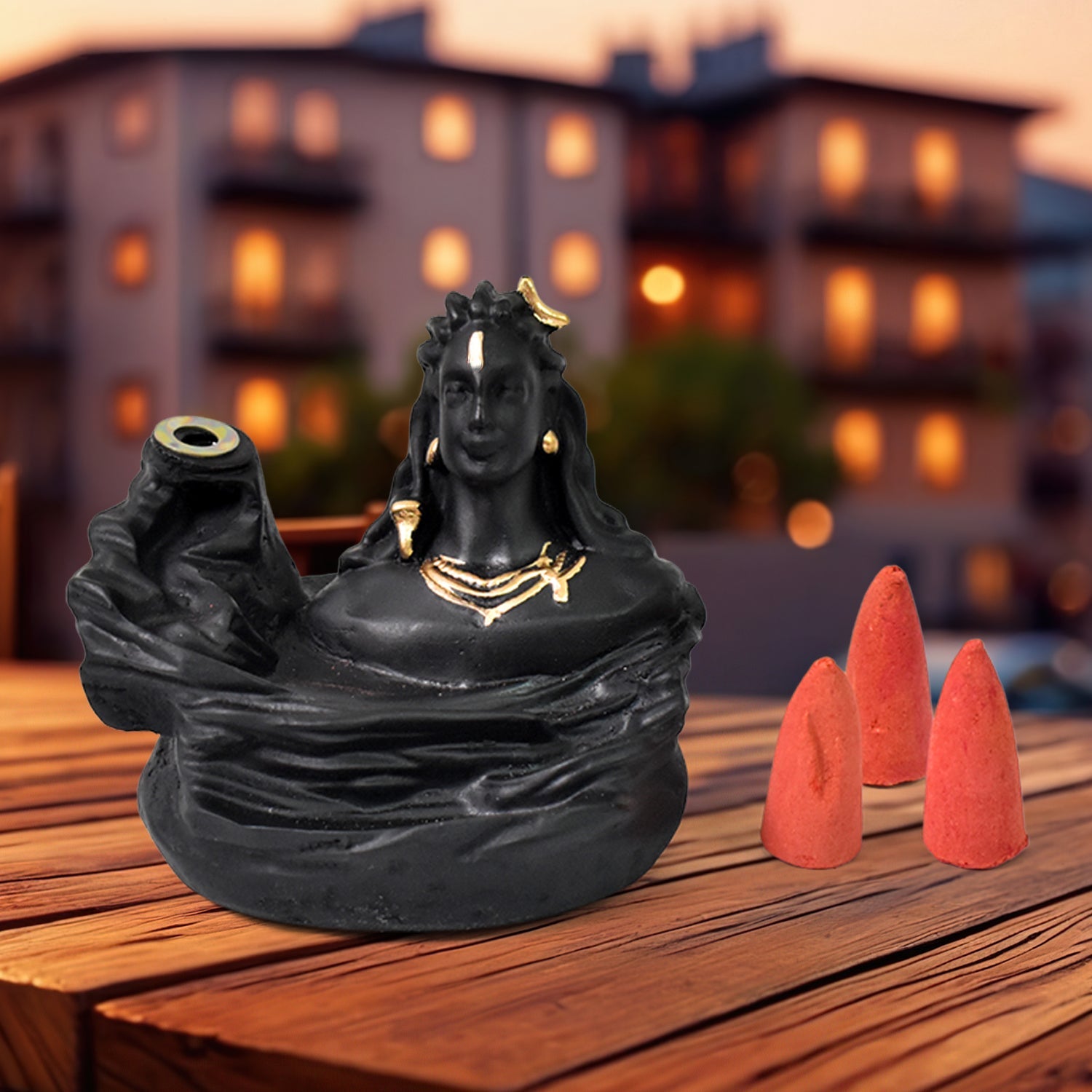 Adiyogi Shiva Backflow Smoke Fountain Incense Holder Burner (1 Pc) Wukusy