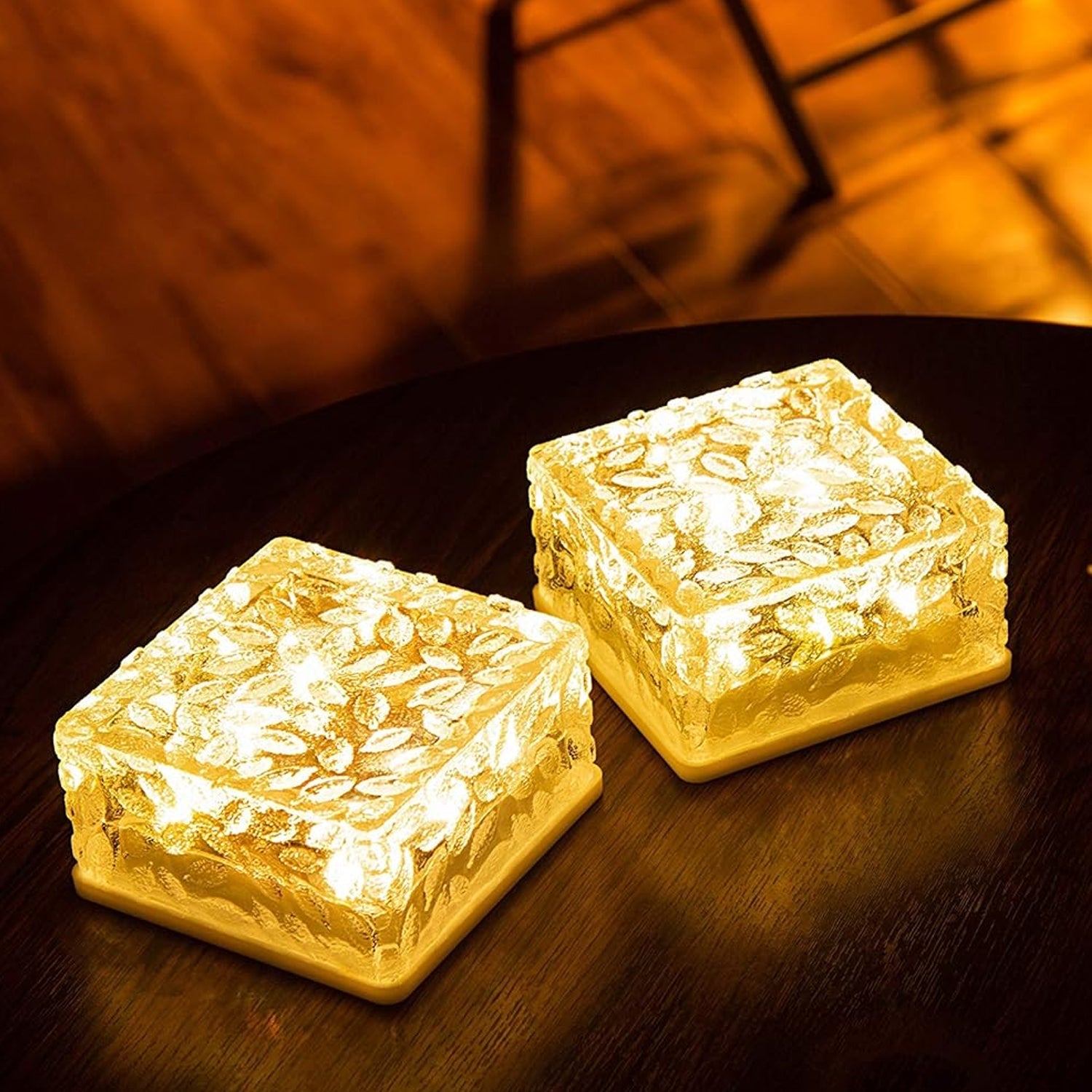 8557solar Ice Cube Shaped Garden Light Ice Cube Shaped Garden Warm Light Outdoor Solar Garden Decorative Lights For Walkway Pathway Backyard Christmas Decoration Parties Wukusy