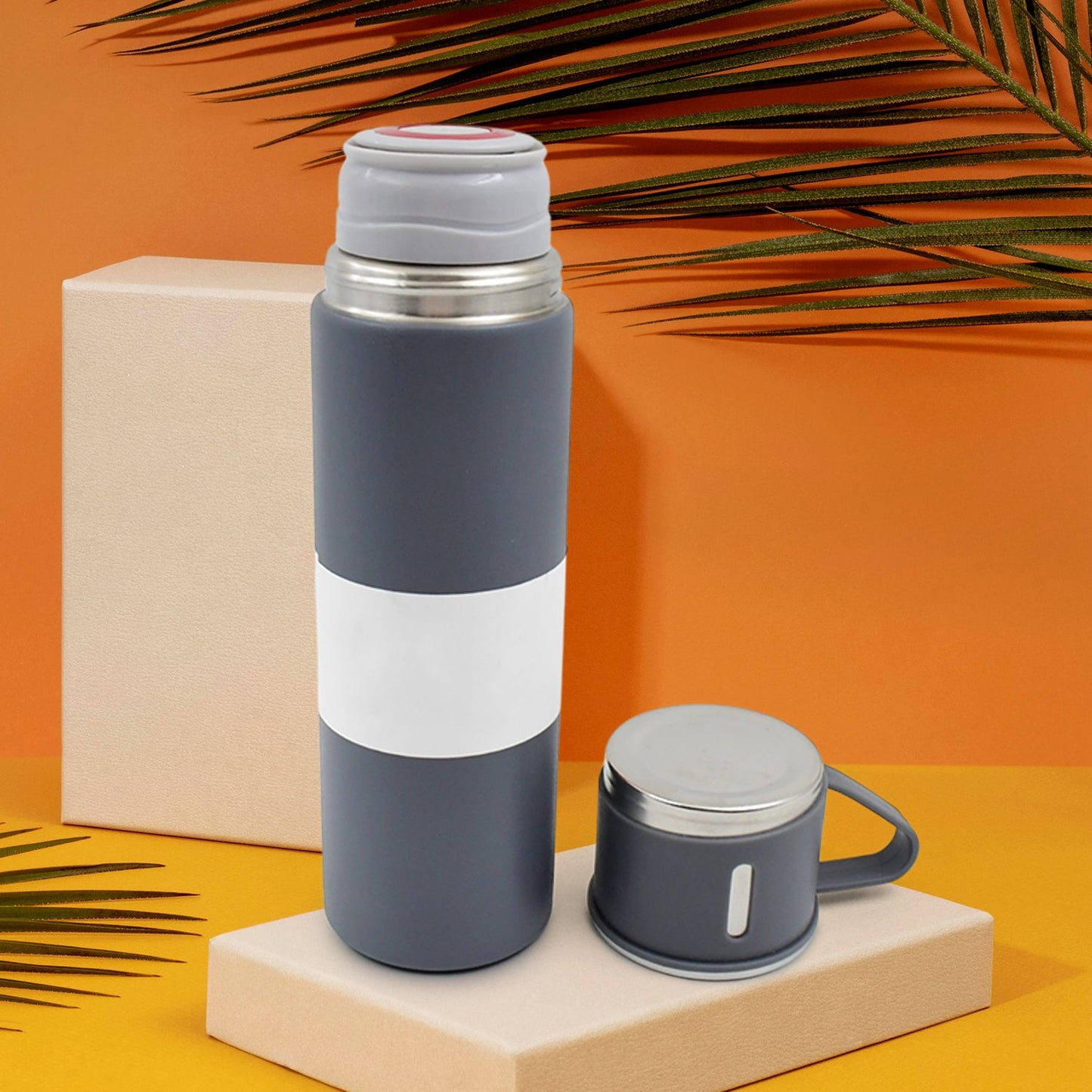 Stainless Steel Vacuum Insulated Water Bottle With Coffee  Tea Mug (500 Ml) Wukusy
