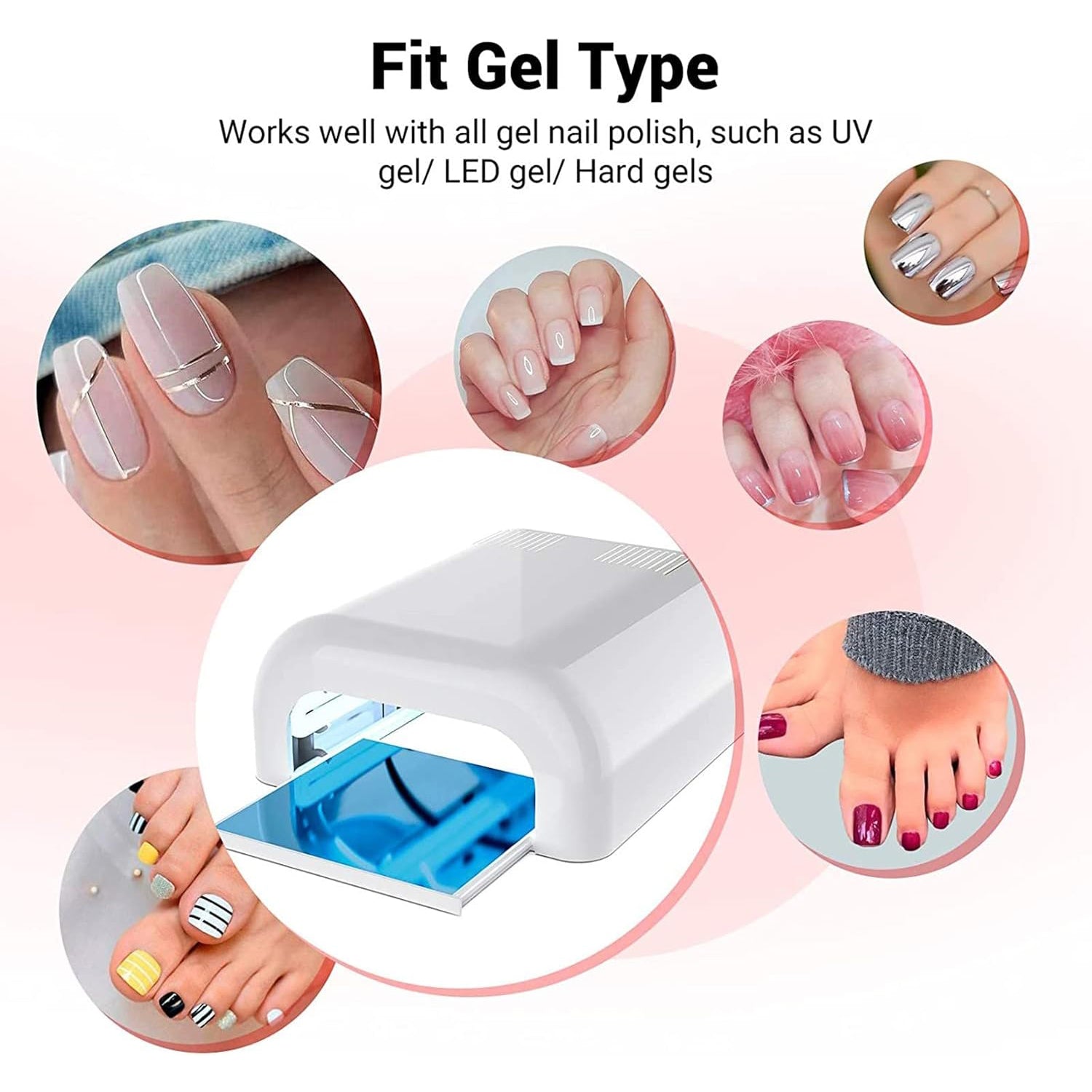Led Uv Lamp Nail Dryer Gel Nail Lamp Nail Polish Curing Lamp (1 Pc  Mix Design) Wukusy