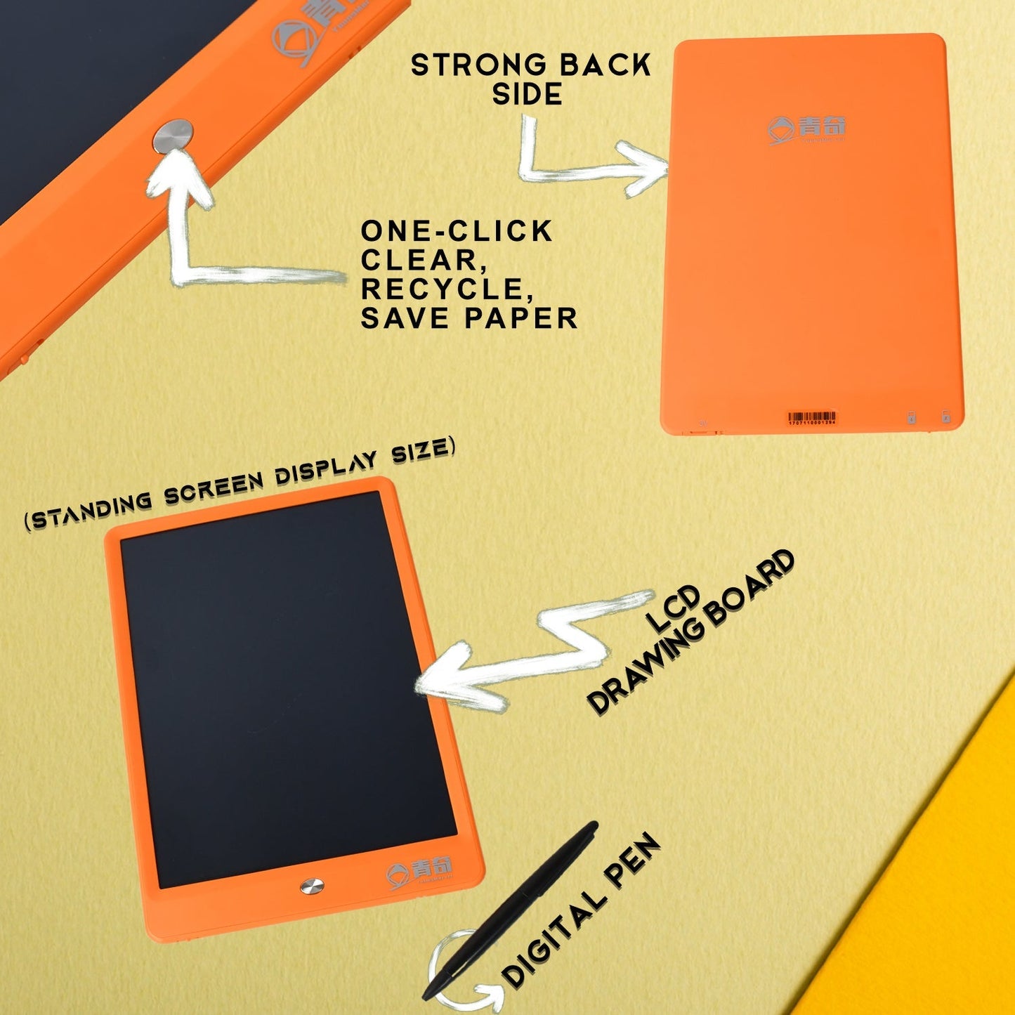 Portable LCD Writing Board Slate Drawing Record Notes Digital Notepad with Pen Handwriting Pad Paperless Graphic Tablet for Kids (1 pc / 25×15 Cm) Your Brand