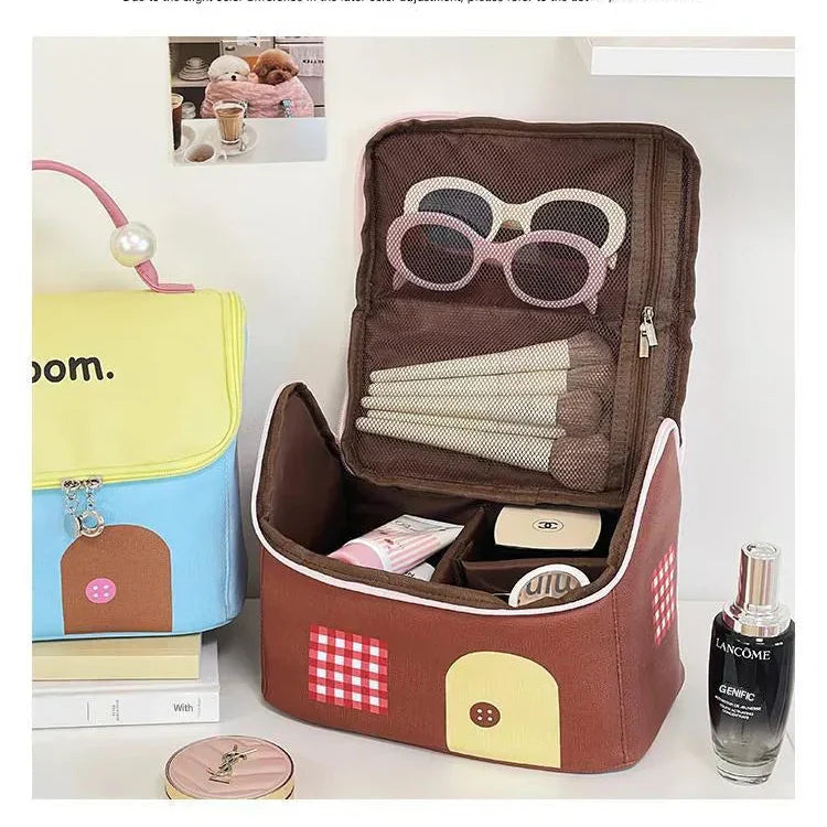 Cute Little House Design Make up Bag (Random Shade)