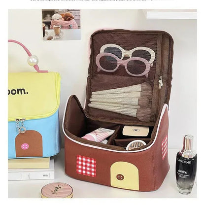 Cute Little House Design Make up Bag (Random Shade)