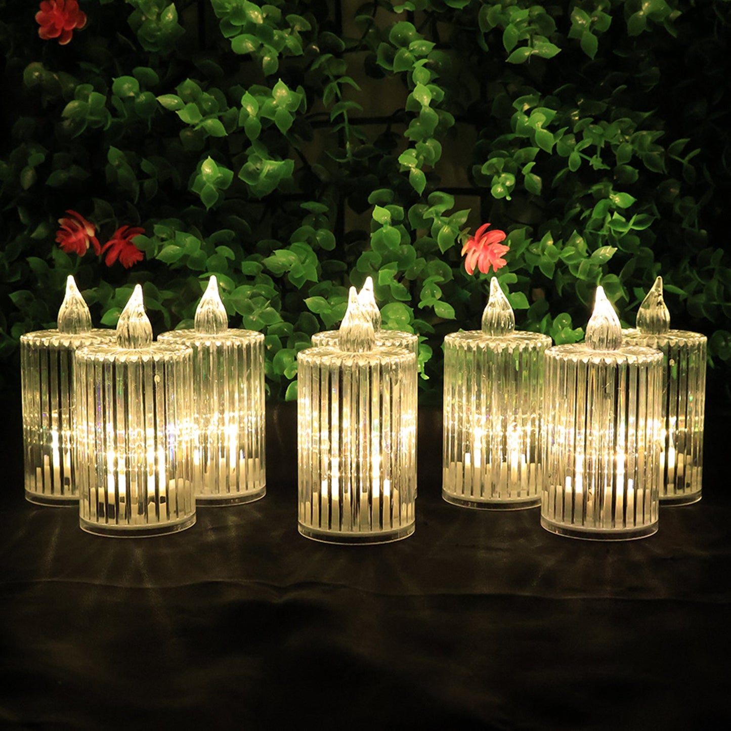 Premium Crystal Effect LED Flameless Candle Lights (8 Pc)