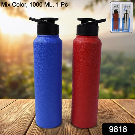 Stainless Steel Water Bottle Fridge Water Bottle (1000ml  Mix Colour  1 Pc) Wukusy