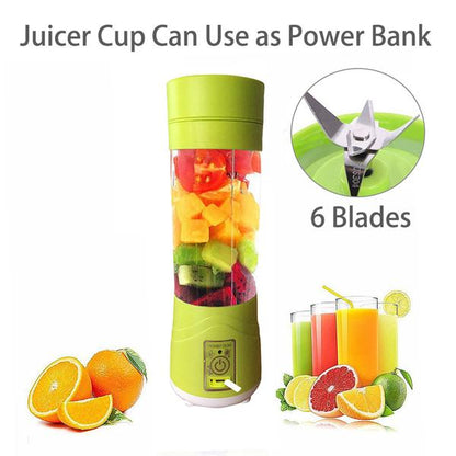 Multi-Purpose Portable USB Electric Juicer 6-Blades, Protein Shaker, Blender Mixer Cup (380 ML) Your Brand