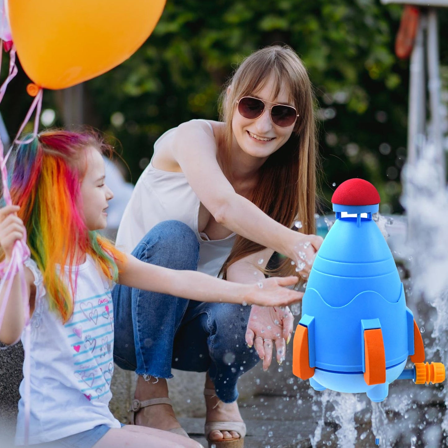 Sprinkler Rocket Launcher Summer Toys For Kids (1 Set) Wukusy