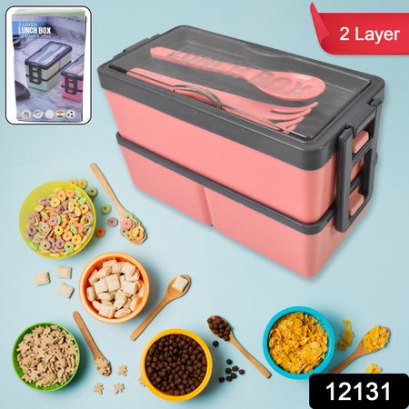 Plastic 3 Layer Leak Proof 3 Compartment Lunch Box For Office  (1 Pc) Wukusy