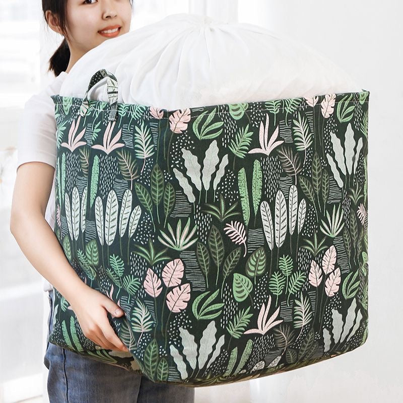 Extra Large 100L Laundry Storage Basket with Drawstring Cover